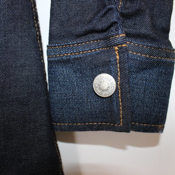 ALEXA CHUNG for AG DENIM Pixie Denim Shirt Dress Stretch Dark Denim Snap XS - Picture 3 of 16